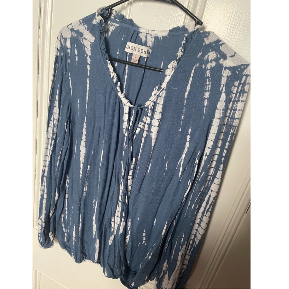 knox rose blue & white tie dye top